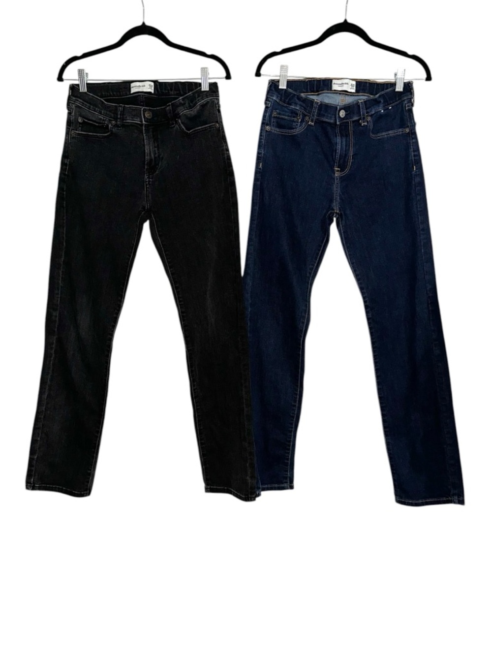 Abercrombie Kids Straight Leg Jeans Set of 2 Black & Dark Blue 13/14 LONG